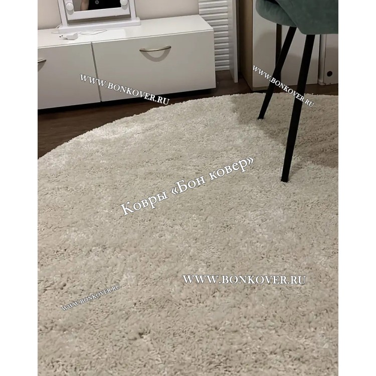 Длинноворсный Ковер Шагги Белый Овальный