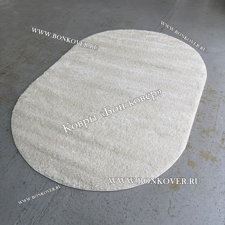 Длинноворсный Ковер Шагги Белый Овальный