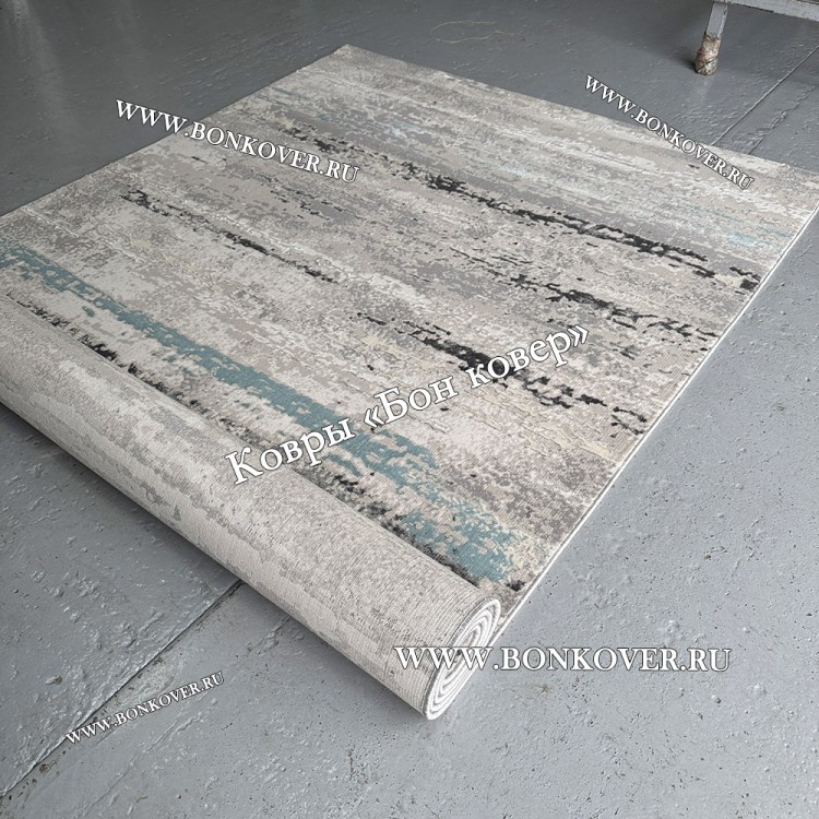 Турецкий Ковер Для Гостиной Арт 30037 Серый с Голубым